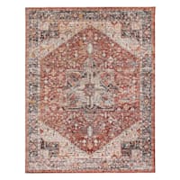 (A447) Capstone Rust Traditional Design Area Rug, 7x10