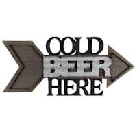 11X25 Cold Beer Here Wood/Metal Arrow Wall Decor