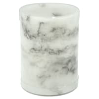 Crosby St. White Marbled Wax LED Pillar Candle with 6 Hour Timer, 3x4