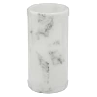 Crosby St. White Marbled Wax LED Pillar Candle with 6 Hour Timer, 3x6