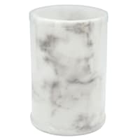 Crosby St. White Marbled Wax LED Pillar Candle with 6 Hour Timer, 4x6