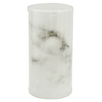 Crosby St. White Marbled Wax LED Pillar Candle with 6 Hour Timer, 4x8