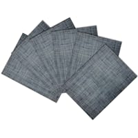 Set of 6 Harrington Navy Blue Woven Vinyl Placemats, 18x13