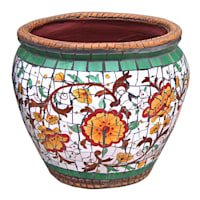 Tuscan Mosaic Round Outdoor Planter, 14.5"