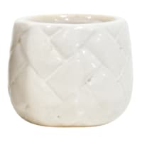 Indoor White Glazed Weave Textured Ceramic Pot, Extra Small