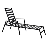 Grammercy Black Steel Slat Patio Chaise Lounge Chair