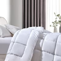 White Microfiber Box Stitch Down Alternating Comforter, King