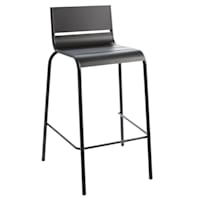 Grammercy Black Steel Slat Patio Bar Stool