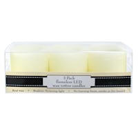 3-Pack Ivory Wax LED Flameless Votive Candles