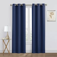 2-Pack Denver Navy Blackout Grommet Curtain Panels, 63"