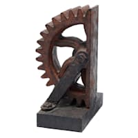 1-Piece Antique Wheel Gear Bookend, 7"