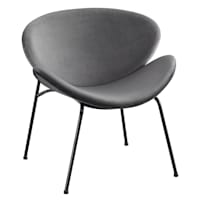 Jagger Chair with Black Metal Legs, Grey