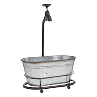 Rustic Brown Hydrant Galvanized Metal Bucket Planter, 15.7"