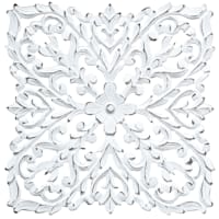 Moroccan Hand Carved White Wooden Panel Wall Decor, 16"