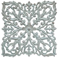 Moroccan Hand Carved Grey Wooden Panel Wall Decor, 16"