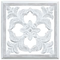 Distressed Rossi White Carved Wood Panel Wall Decor, 16"
