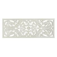 Gray Wash Hand Carved Wooden Panel Baroque Wall Decor, 18x48