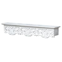 Curtis White Hand Carved Wooden Wall Shelf, 24x5