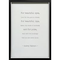 Glass Framed Audrey Hepburn Quote Wall Sign, 12x17