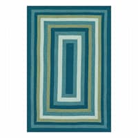 (E133) Kingsburg Blue Braided Indoor & Outdoor Area Rug, 5x7