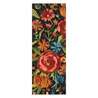 (E255) Santa Monica Black Floral Indoor & Outdoor Runner, 2x5