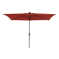 Red Rectangle LED Crank Patio Umbrella, 6.5x10'