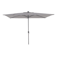 Light Grey Rectangle LED Crank Patio Umbrella, 6.5x10'