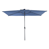 Dark Blue Rectangle LED Crank Patio Umbrella, 6.5x10'
