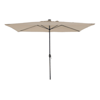Tan Rectangle LED Crank Patio Umbrella, 6.5x10'
