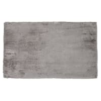 Silver Faux Rabbit Fur Shag Accent Rug, 27x45