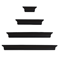Kate 4-Piece Wooden Wall Ledge Set, Black