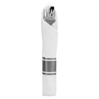 Lillian Table Settings 10-Count Polished Silver & White Rolled Cutlery Combo