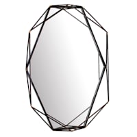 Black Metal Geo Oval Wall Mirror, 25x37