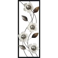 White Metal Floral Framed Wall Art, 36x14