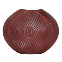 Cherry Red Carved Vase, 9"