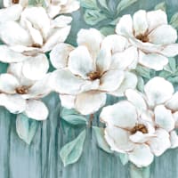 Ivory & Teal Magnolias Canvas Wall Art, 12"