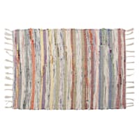 Multicolor Pastel Striped Chindi Accent Rug, 27x45