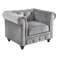 Providence Chesterfield Tufted Rolled Accent Chair, Grey Velvet