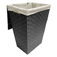 Woven Band Laundry Hamper with Lid & Removable Liner, Light Grey