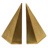 1-Piece Gold Geometric Pyramid Bookend, 6.5"