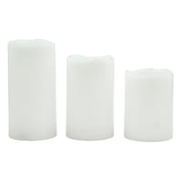 Set of 3 White LED Pillar Candles with 6 Hour Timer