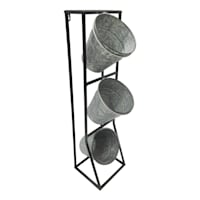 3-Stacked Metal Outdoor Planters with Shelf
