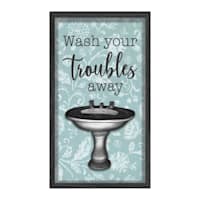 Glass Framed Wash Your Troubles Away with Sink Wall Art, 7x13