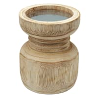 Natural Wood Candle Holder, 6"