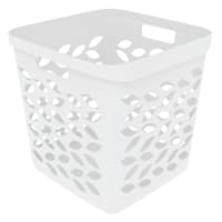 Fleur Cutout White Cube Laundry Basket, 28l