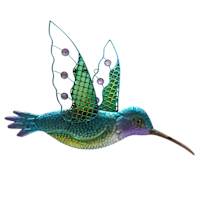 Iridescent Metal Hummingbird Outdoor Wall Decor, 23x14