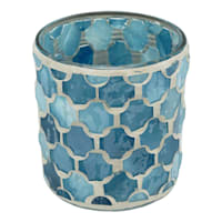 Blue Mosaic Votive Candle Holder, 3"