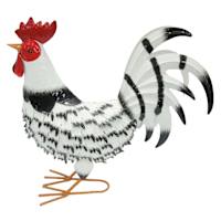 Metal Standing Rooster Outdoor Garden Statue, 16"