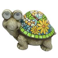 Mosaic Turtle Solar Light Outdoor Garden Statue, 10.5x7