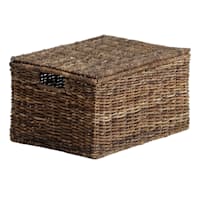 Woven Abaca Storage Basket with Lid, Large